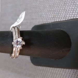 Sterling Silver CZ Wedding Ring Sz 7